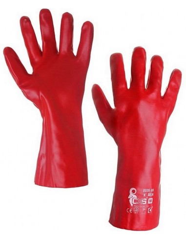 Manusi antiacide PVC rosii, lungi